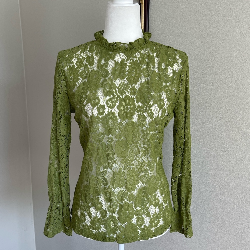 Elegant Green Lace Top - Picture 1 of 7